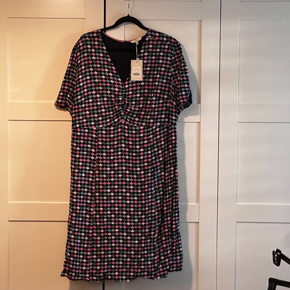 NWT Boden Jemima French Navy Shadow Scallop Empire Dress- US size 16-18 - Picture 2 of 4